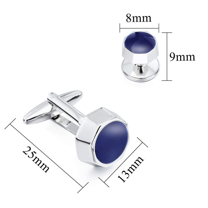 [Australia] - HAWSON Cufflinks and Studs for Men-Flower Pattern Men Fashion Tuxedo Shirt Silver Cufflinks and Studs Set for Regular Weeding Business Accessories 401491 