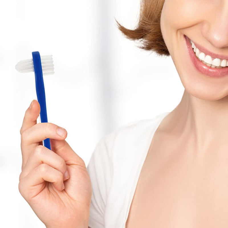 [Australia] - Healeved Denture Brush Dual Head 3pcs Small Hard Denture Cleaner Toothbrush False Teeth Cleaning Brush for Denture Care 