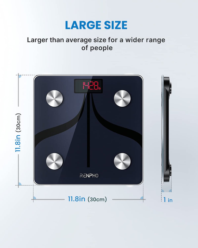 [Australia] - RENPHO Bluetooth Body Fat Scale Smart BMI Scale Digital Bathroom Large Size 300*300mm Wireless Weight Scale-RENPHO Body Fat Scale BMI Scale Bathroom Wireless Weight Scale, Body Composition Analyzer 