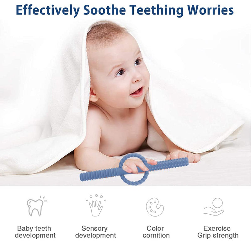 [Australia] - YAPROMO Hollow Baby Teething Tubes Toys for Babies 5 Pcs-Blue&Beige&Green&Grey&Heavy Khaki 