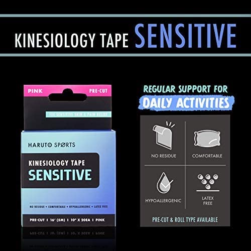 [Australia] - HARUTO Kinesiology Sports Tape, for Pain Relief Strong Support, Therapeutic Tape Physio for Athletic Sports Recovery, 20 Precut 10” Strips (Sensitive Beige for Novice) Sensitivie-beige 