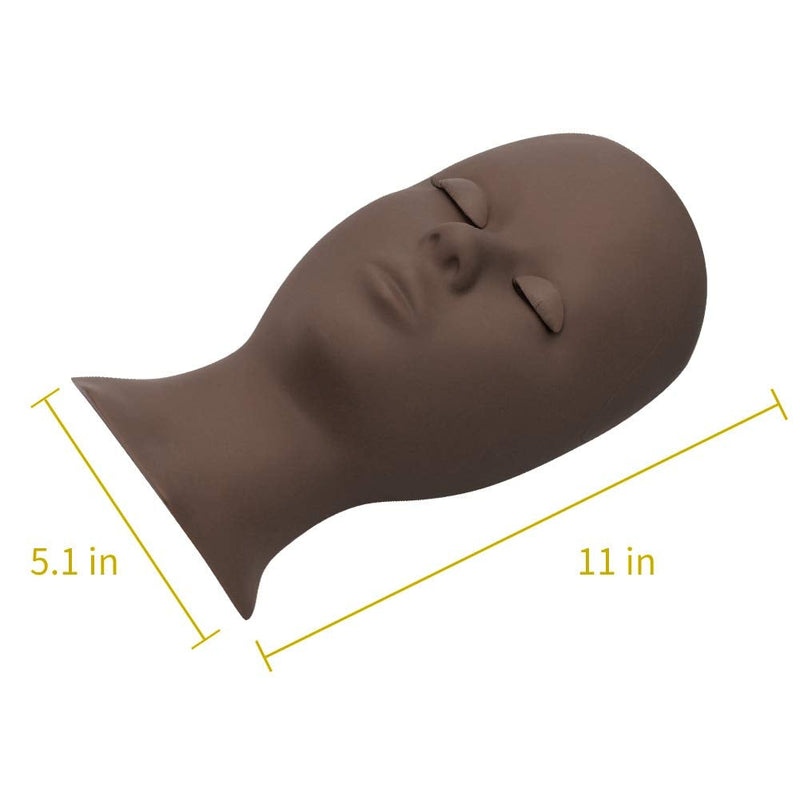 [Australia] - Lash Mannequin Head with 4 Pairs Removable Eyelids Eyelash Mannequin Extension Practice Head Rubber Model Head Set for Training Makeup Complexional Realistic Skin by GEMERRY (Dark Brown Set) Dark brown Set 