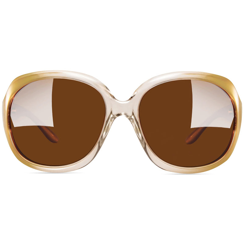 [Australia] - Joopin Polarized Sunglasses for Women Vintage Big Frame Sun Glasses Ladies Shades Champagne Brown as the pictures 