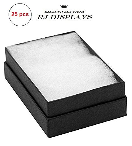 [Australia] - RJ Displays RJ Displays-25 Pack Cotton Filled Black Matte Paper Color Jewelry Gift and Retail Boxes Jewelry Gift Collectible Packaging Boxes 2.5 x 1.5 x 1 Inches Size #21 