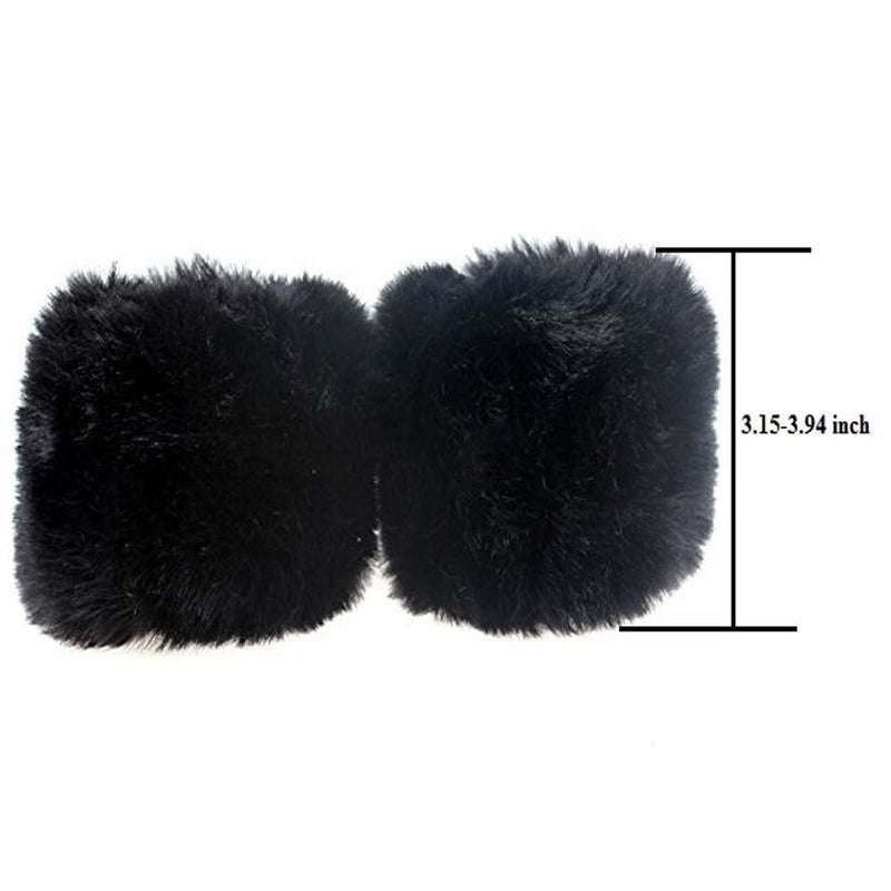 [Australia] - EQLEF® Faux Fur Wrist Band Ring Cuffs, Soft Winter Arm Warmer Sleeves For Women Black and white 