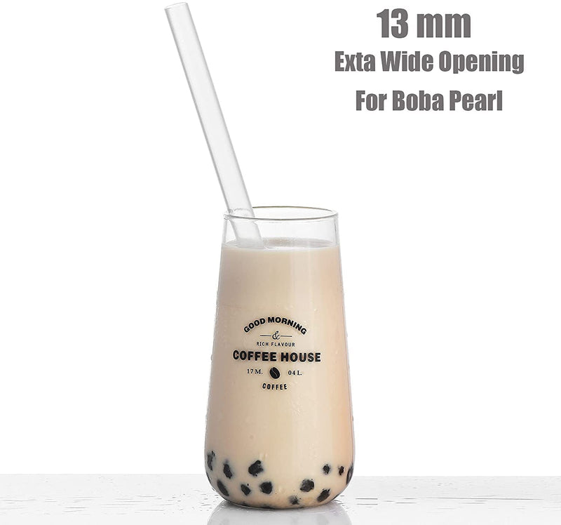 [Australia] - ALINK Reusable Clear Boba Straws, 13 mm x 10.5 in, Jumbo Hard Plastic Smoothie Straws for Bubble Tea, Pack of 8 with 2 Cleaning Brush 