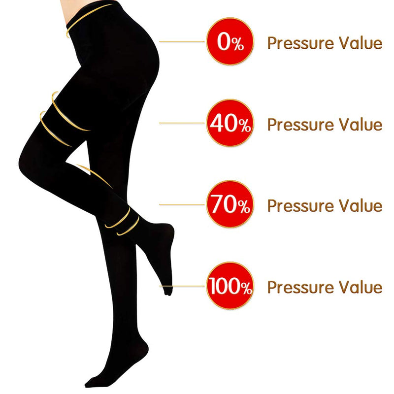 [Australia] - Compression Pantyhose 20-30 mmHg Tights Stockings for Women Men Closed Toe Support Gradient Varicose Veins Black 2X-Large (Pack of 1) 