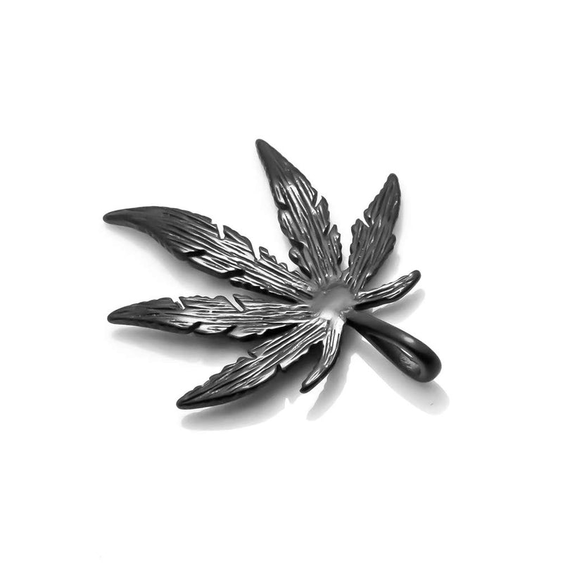 [Australia] - Xusamss Punk Rock Stainless Steel Leaf Pendant Charm Necklace,22inches Box Chain plated black steel 