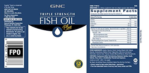 [Australia] - GNC Triple Strength Fish Oil Plus Krill Oil | Includes Krill Oil for Superior Omega-3 Absorption, Supports Heart, Brain, Skin, Eye, and Joint Health | 60 Softgels 