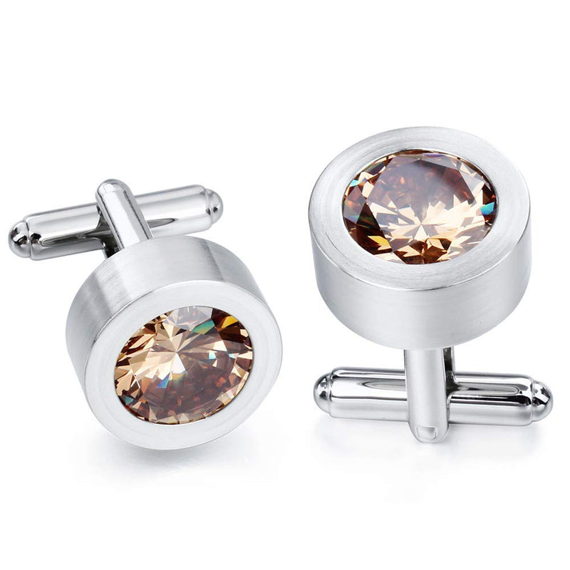 [Australia] - AMITER Removeable Crystal Cufflinks with Four Changeable Zircon Colors for Men's Wedding silver 