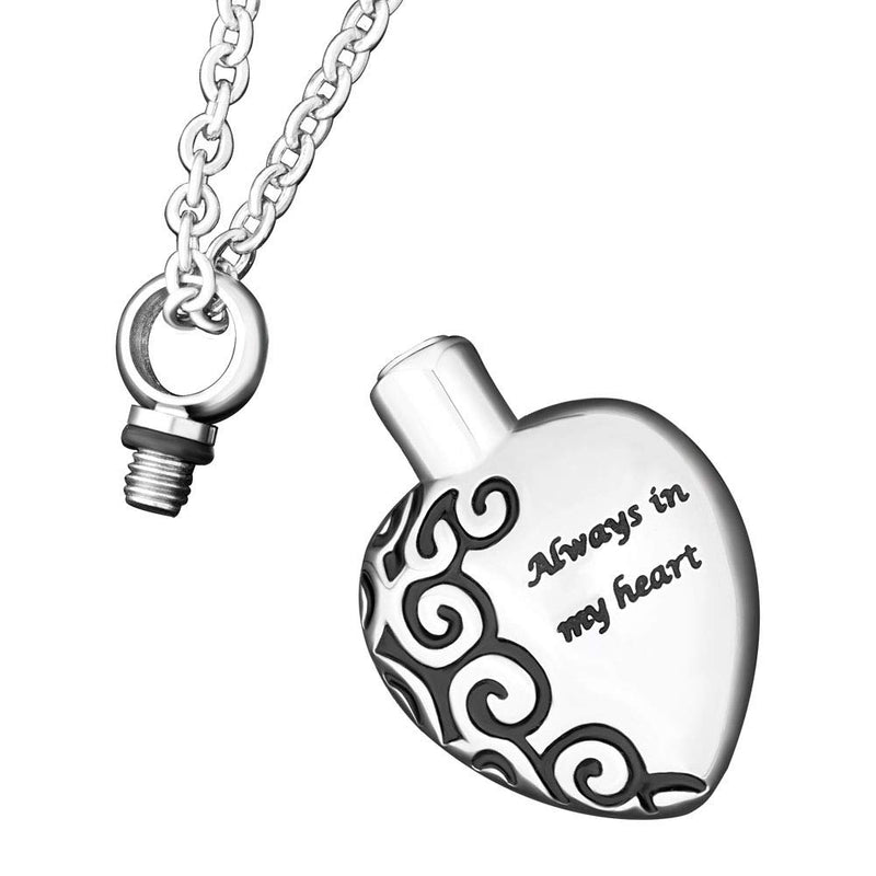 [Australia] - LoEnMe Jewelry Urn Necklace for Ash Cremation Pendant Love Heart Cross Bullet Infinity Cylinder Bar Waterdrop Always in my heart 