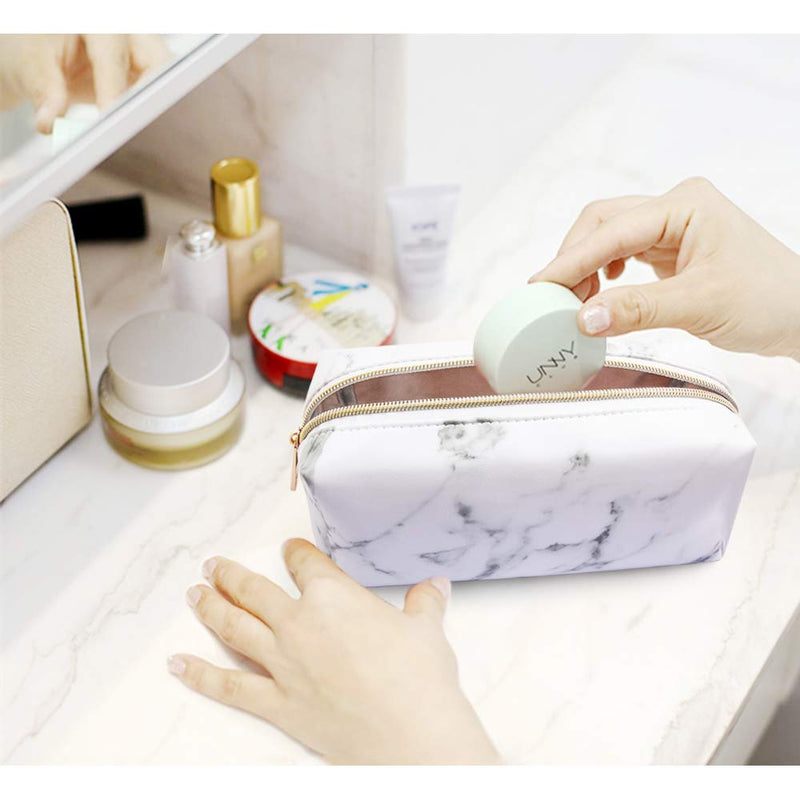 [Australia] - Marble Makeup Bag Travel Storage Cosmetic Bag Small Portable Pouch with Gold Zipper Pencil Case for Women Makeup Brush Bag (7.5"x3.5"x2.8") 