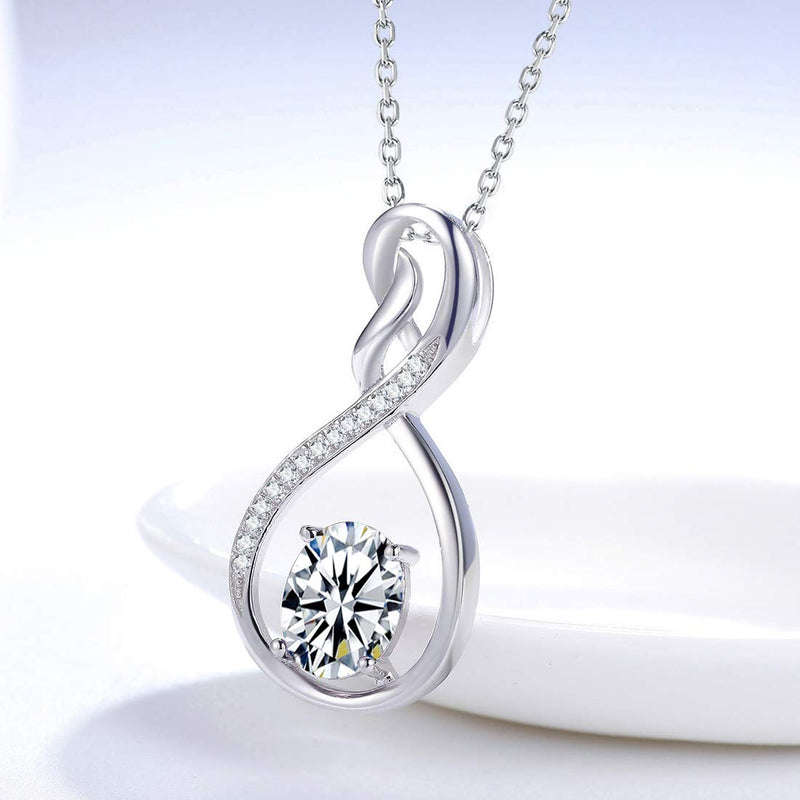 [Australia] - Endless Love Jewelry for Women Teen Girls Birthday Gifts Infinity Jewelry for Mom Wife Sterling Silver Simulated Diamond Jewelry Endless Love Infinity Charm Necklace 