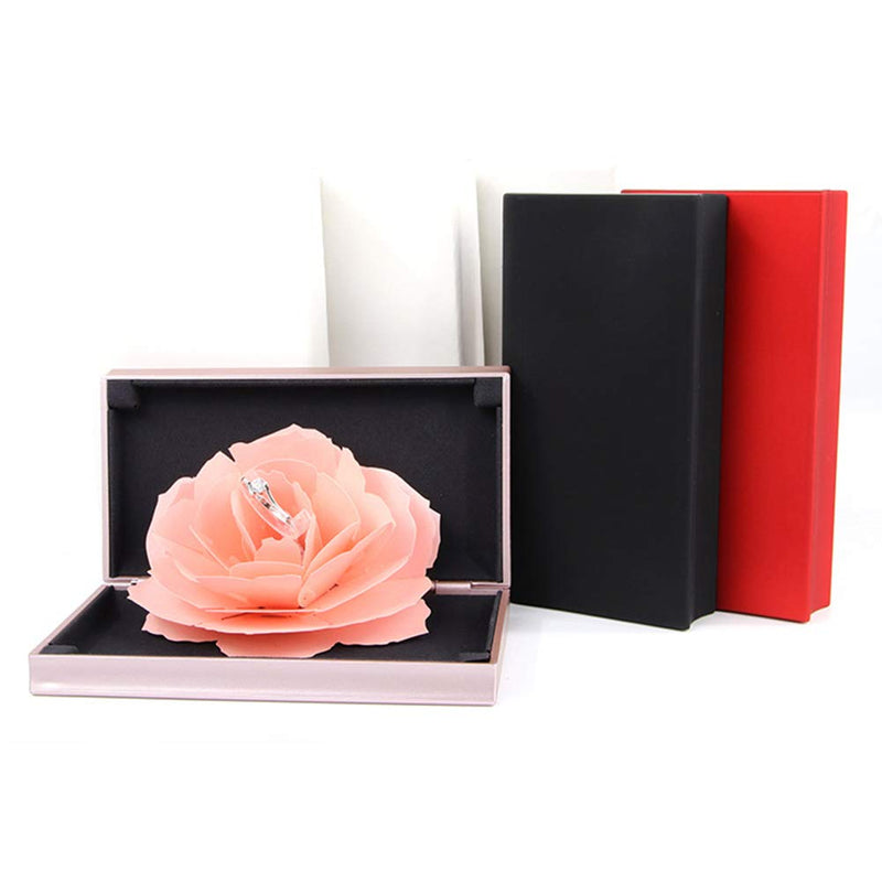 [Australia] - Engagement Ring Box,Ring Rose Box Surprise Jewelry Storage Holder for Woman as Proposal Engagement Wedding Ring Jewelry Gift Case in Valentine's Day ect. Black 