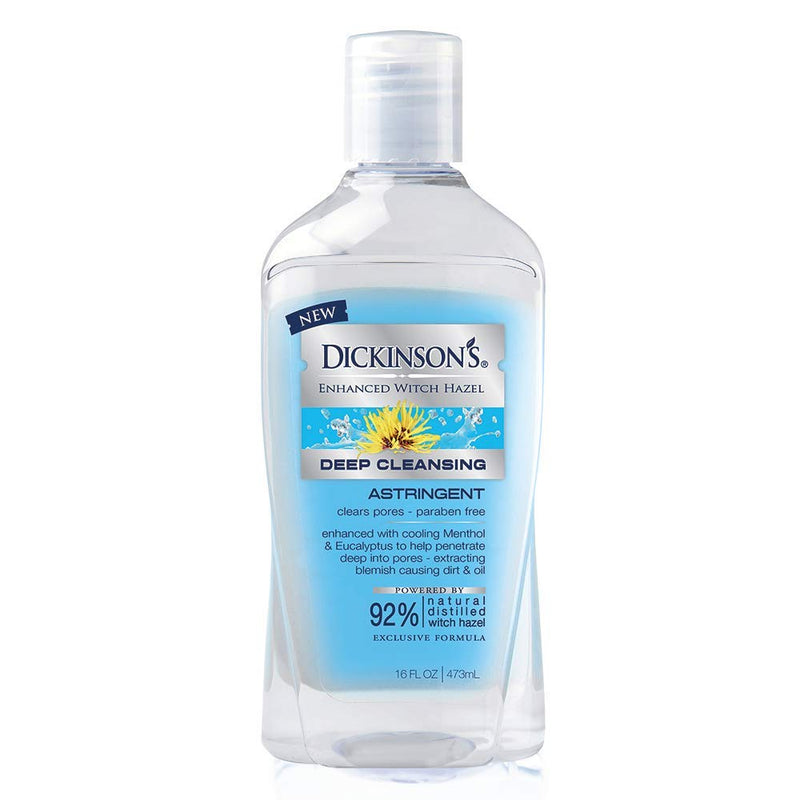 [Australia] - Dickinson's Enhanced Witch Hazel Deep Cleansing Astringent, Menthol and Eucalyptus, 92 % Natural Formula, 16 Fl. Oz. Cleansing Toner 16 Fl Oz (Pack of 1) 