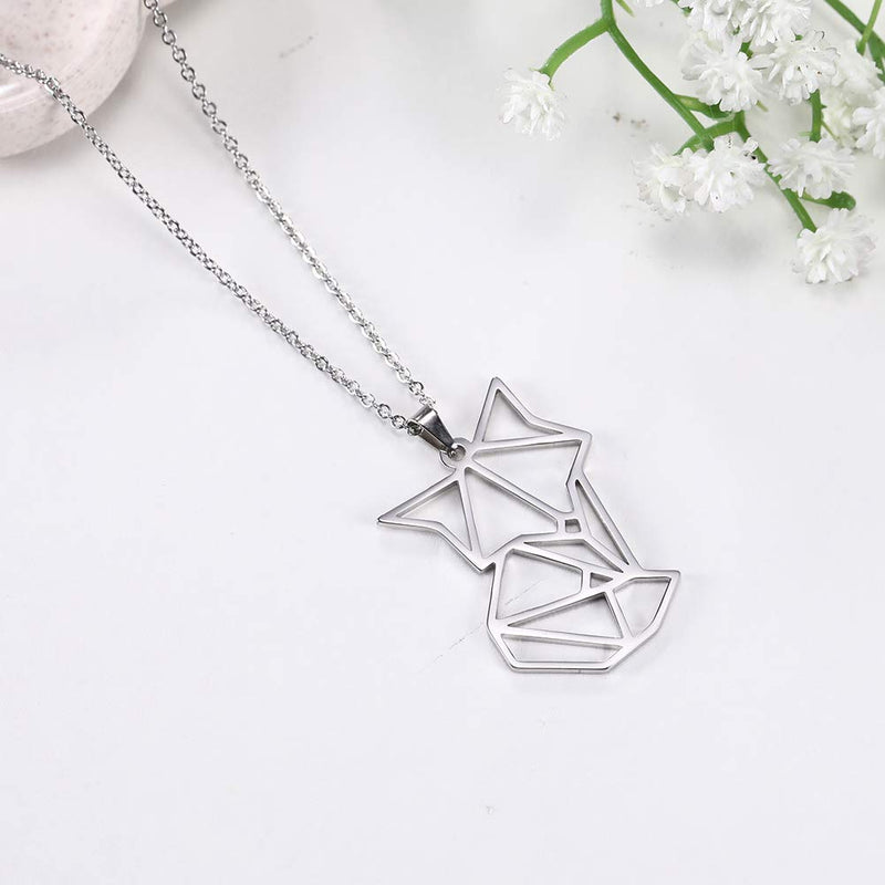 [Australia] - fishhook Origami Necklace Cute Animal Fox Stainless Steel Silver Gold plated Pendant Chain Necklace for Women Men Girls 