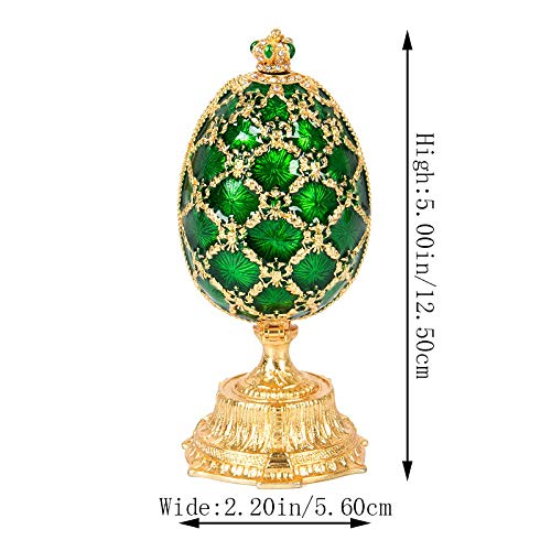 [Australia] - QIFU-Hand Painted Enameled Faberge Egg Style Decorative Hinged Jewelry Trinket Box Unique Gift for Home Decor Green 