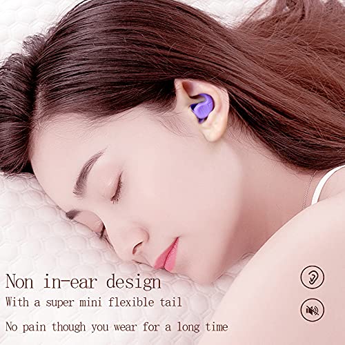 [Australia] - Noise Reduction Ear Plugs Silicone Ear Plugs for Sound Blocking Sleeping 1 Pair Noise Reduction Soft Comfortable Silicon Earplugs for Concert Construction Shooting Sleeping Travel (Purple) Purple 