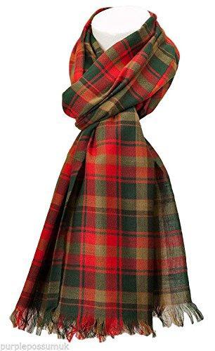 [Australia] - Purple Possum® Tartan Scarf Ladies Green Red Maple Leaf Tartan Plaid Cotton Shawl Mens Checked Fair Trade Scarf 