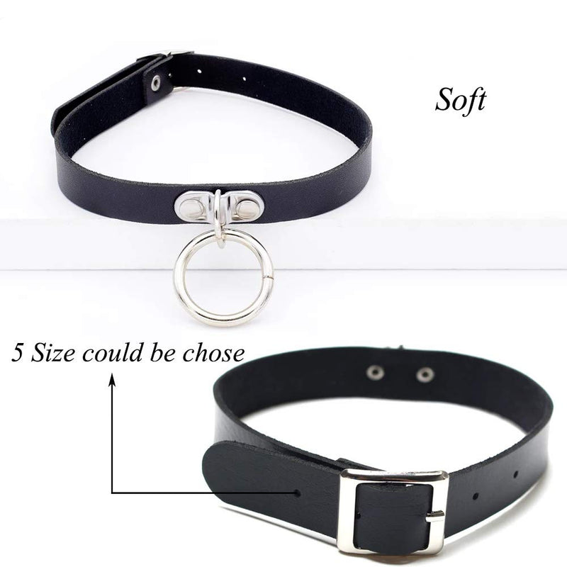 [Australia] - ETHOON Adjustable Leather Choker Collar Sexy Soft PU Circle Punk Choker Necklace for Women Girls black 