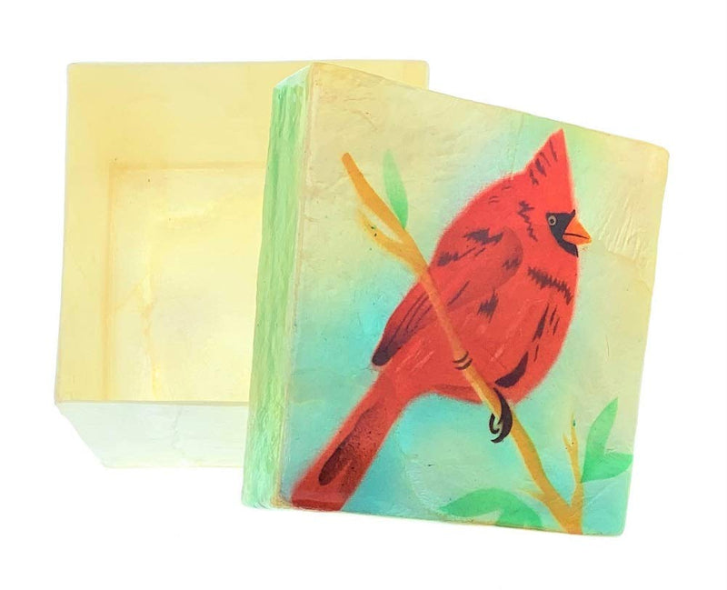 [Australia] - Kubla Craft Cardinal Capiz Shell Keepsake Box, 3 Inches Square 