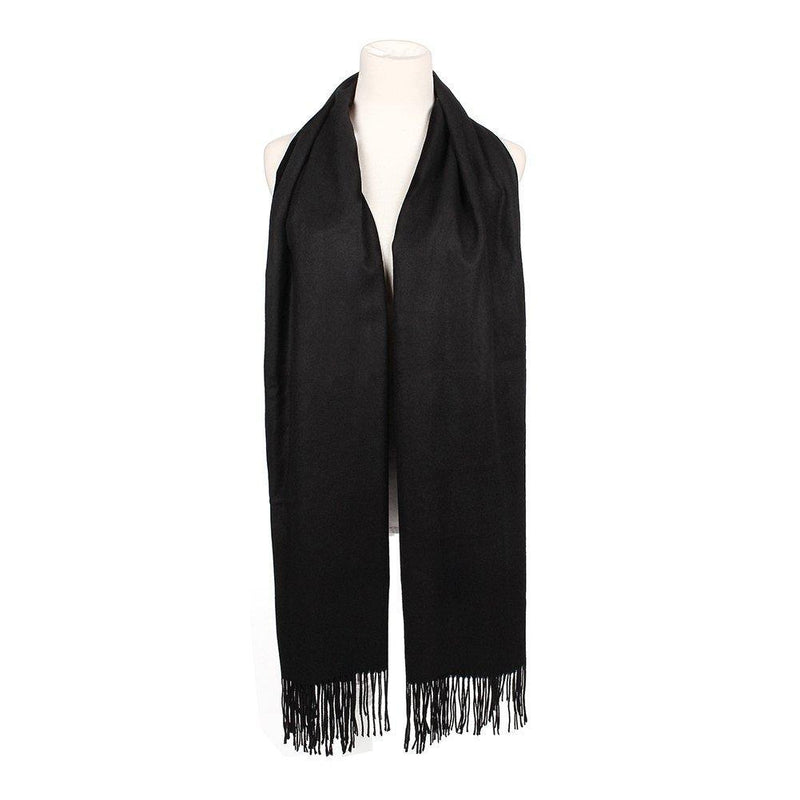 [Australia] - Colleer Pashmina Style Wrap Scarf Solid Colour Shawl Pure Cashmere - All Seasons Black 