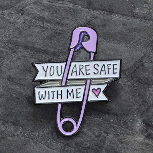 [Australia] - YINLIN Enamel Purple ¡°You are Safe with ME¡± Safety Pin Brooch Lapel Pin Jewelry 