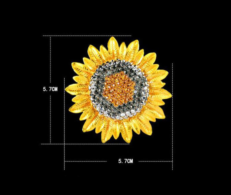 [Australia] - Crystal Sunflower for Women Brooch Pin Rhinestone Plant Flower Brooches & Pins Pendant 