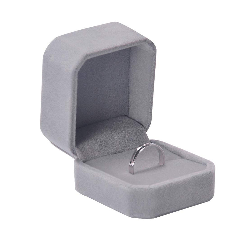 [Australia] - iSuperb Set of 2 Gray Velvet Couple Ring Box Earring Jewelry Case Gift Boxes 2.2x1.9x1.6inch. 2pcs Gray Ring Box 