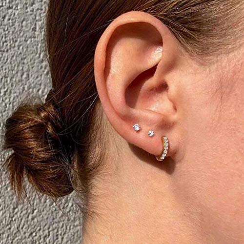 [Australia] - Sterling Silver Stud Earrings for Women Girls Men, 4 Pairs Hypoallergenic Cubic Zirconia CZ Studs Small Round Simulated Diamond Earrings Cartilage Tragus Helix Earrings Set(2mm 3mm 4mm 5mm) 2/3/4/5mm 