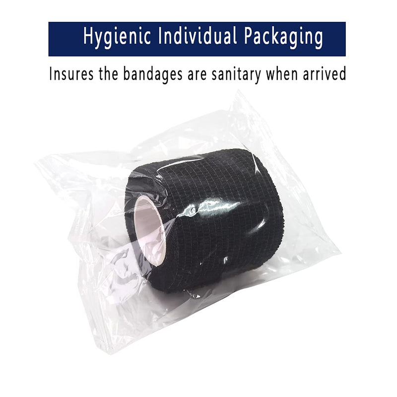 [Australia] - [6 Pack-2"x5Yards]MINGYUE Self Adhesive Bandage Wrap,Athletic Tape,Sports Tape,Wrist and Ankle Wrap Tape,Cohesive Bandage for Vet Wrap(Black) 6rolls Black 