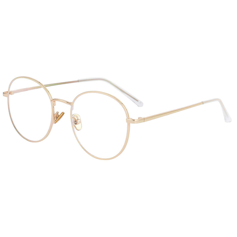 [Australia] - Blue Light Blocking Glasses for Women Men Stylish Round Metal Frame Clear Lens Eyeglasses A2 Gold 50 Millimeters 