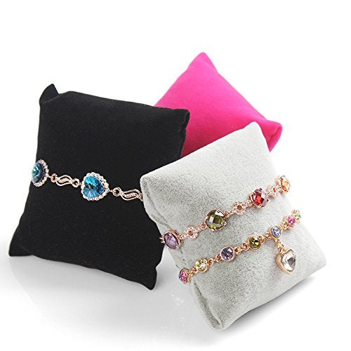 [Australia] - mollensiuer 6 Pieces Velvet Watch Bangle Bracelet Pillow Jewelry Displays for Home Store Showcase, Grey 