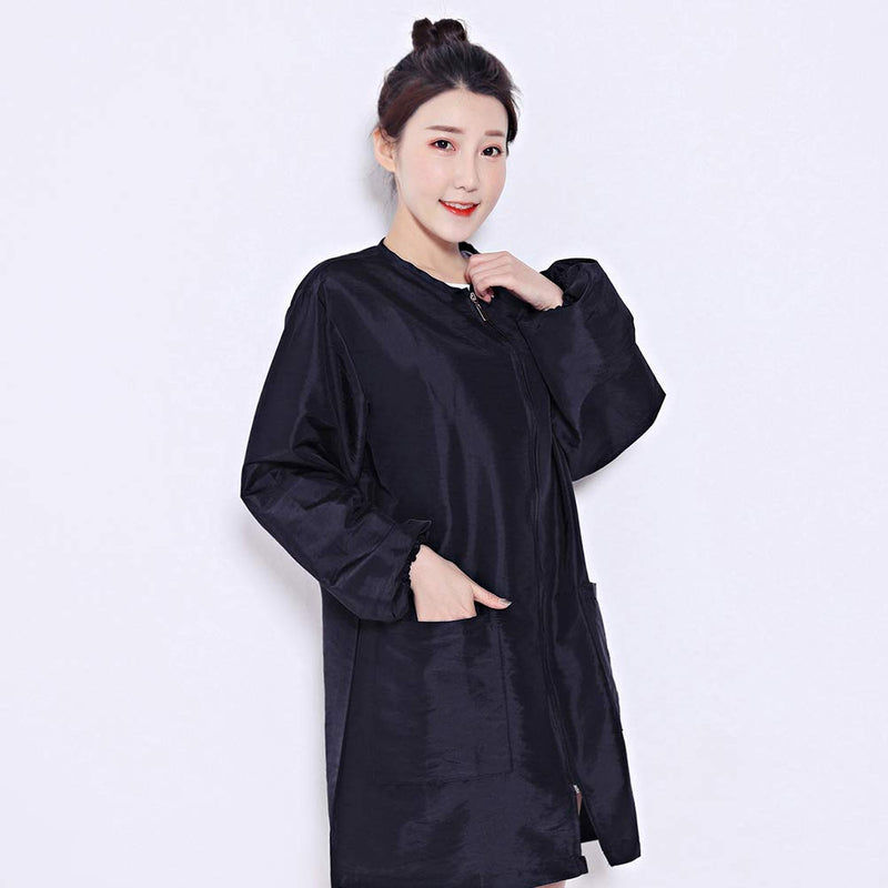 [Australia] - Exttlliy Chameleon Fabric Salon Smock Professional Hair Stylist Jacket Waterproof Haircut Cape Barber Apron (XL code) (Black) Black 