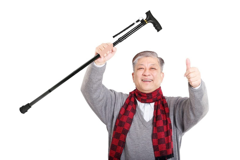 [Australia] - Folding Walking Sticks, Walking Stick Cane for Men Women,Portable Cane with T Handle Lightweight Height Adjustable,Non-Slip Base Black 