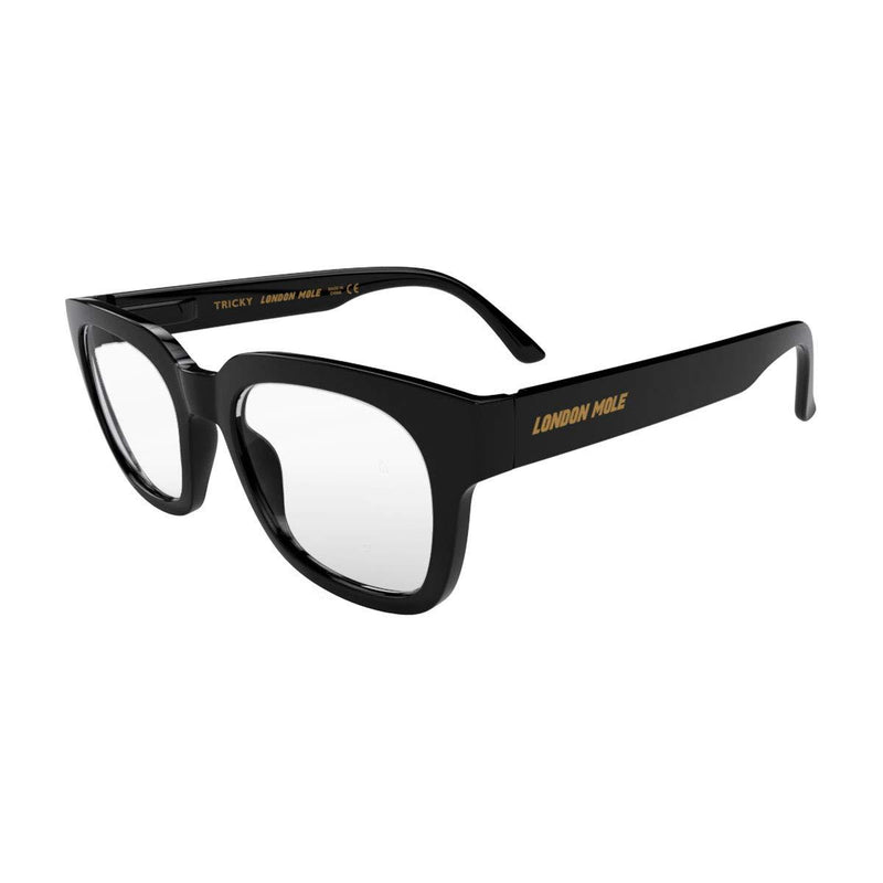 [Australia] - LONDON MOLE EYEWEAR | Tricky Blue Light Blocking Glasses | Cool Blue Blockers | Anti Eyestrain for Screens | Mens Womens Unisex Gloss Black 