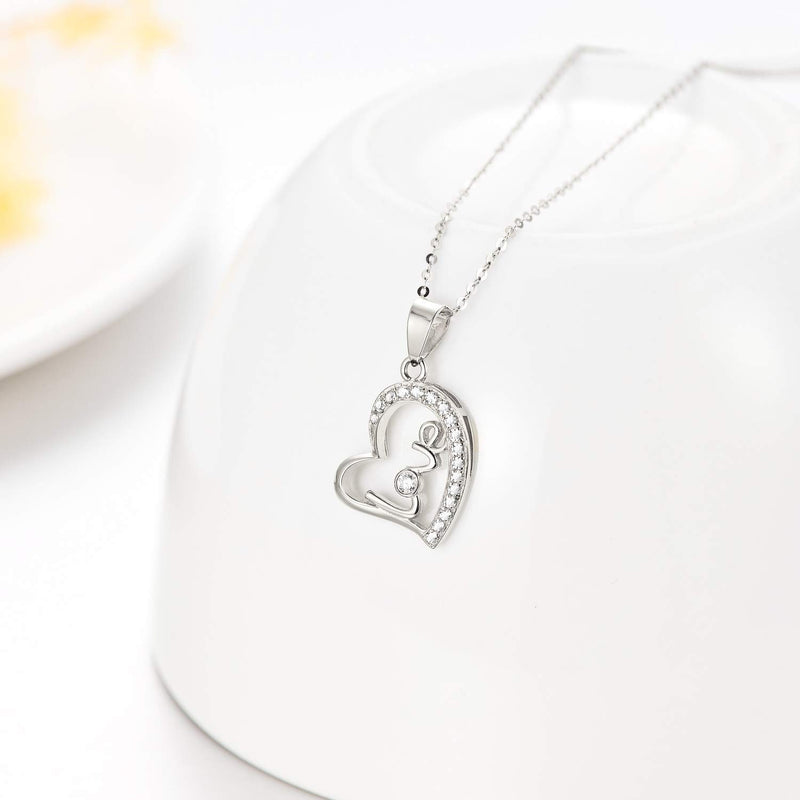 [Australia] - Heart Necklaces for Women, S925 Sterling Silver Love You Forever Heart Pendant Necklace Fine Jewelry Gifts For Wife, Mom, Girls 16"-18" 