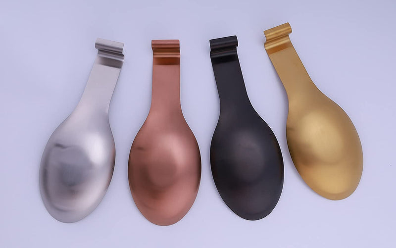 [Australia] - Vila KuChe Stainless Steel Spoon Rest for Kitchen Spoon Holder Counter Cooking Utensil Rest Spoon Heavy Duty Dishwasher Safe 2pcs(Rose Gold) Rose Gold 2pcs 
