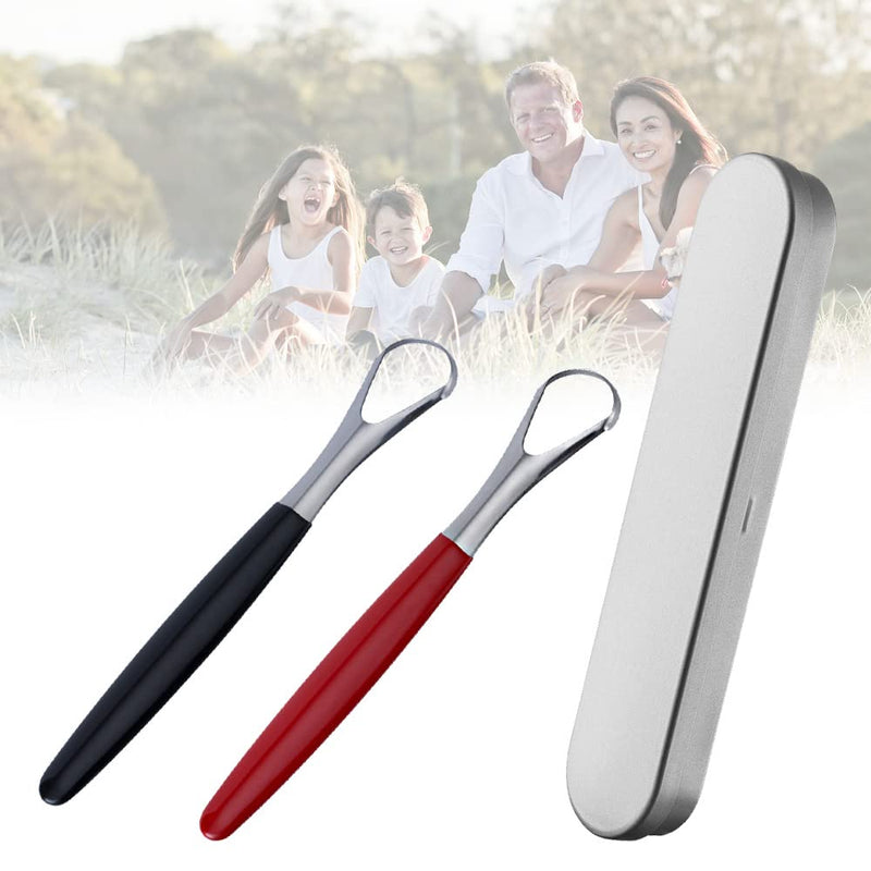 [Australia] - 2 Pcs Stainless Steel Tongue Brush Set Tongue Scraper Cleaner Professional Tongue Scraper with Case for Bad Breath Oral Care Fresh Breath 