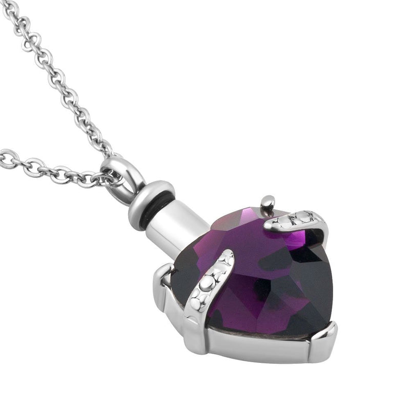 [Australia] - Charmed Craft Big Birthstone Love Heart Urn Necklaces Memorial Cremation Ashes Ash Holder Keepsake Stainless Steel Funnel Feb-Purple 