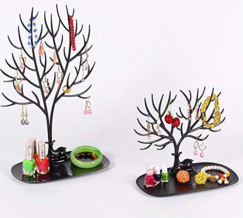 [Australia] - 1Pcs Jewelry Tree Stand Organizer Jewelry Display Tray Sika Deer Tree Jewellery Holder Hanger for Necklaces Bracelet Earrings Birthday Gifts Jewellery Stand Rack Storage (L, Black) Large 