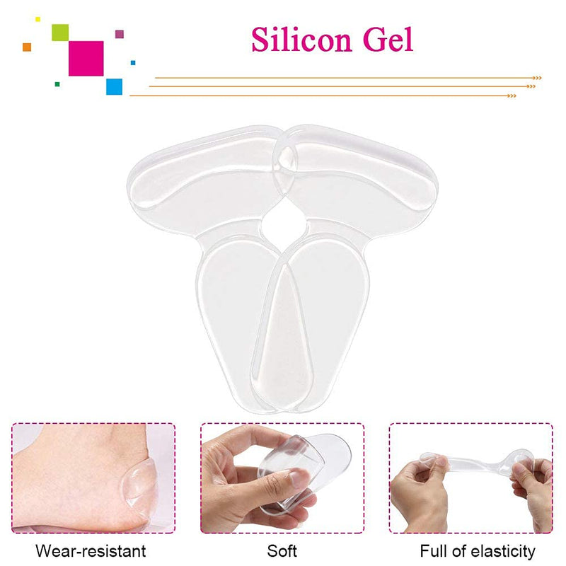 [Australia] - URAQT Gel Shoe Inserts Liners Pads for Too Big Shoes Anti-Slip Heel Grips Inserts Liners Foot Insoles for Women, 4 Pairs, Transparent A 