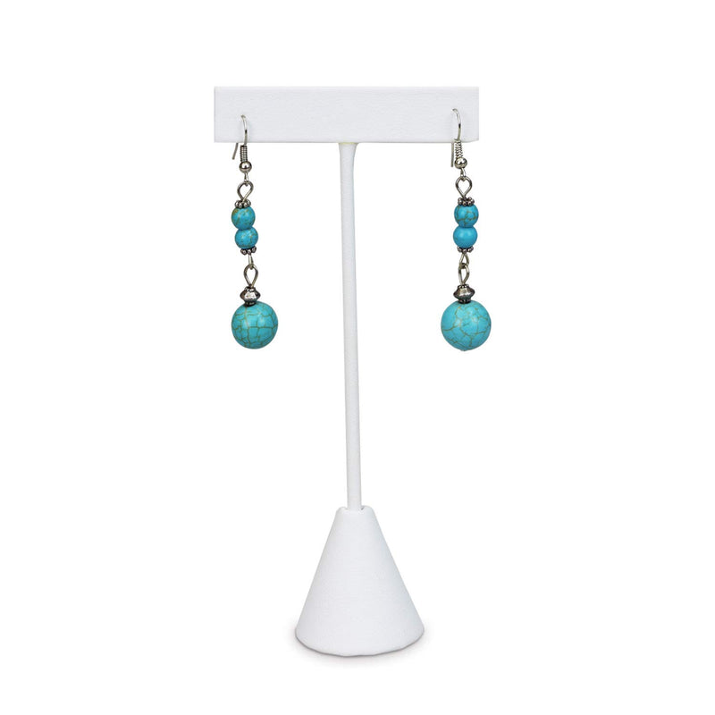 [Australia] - Ikee Design 6 Pcs Set Premium White Leatherette T- Shape Style Earring Display Stand, Earring Stand Jewelry Display for Showroom, Tradeshow, and Showcase Display, 2 1/2"W x 5 1/2"H 