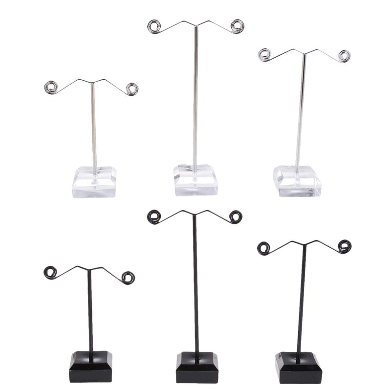 [Australia] - TOPBATHY 6 Pcs 3 Sizes T Shape Earrings Storage Rack Metal Arcrylic Stoving Varnish Earrings Display Stand for Shop Home (Black + Transparent) 