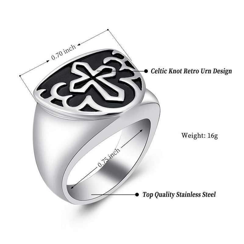 [Australia] - shajwo Cremation Urn Ring Jewelry for Ashes Engraved Cross Memorial Urn Ring Stainless Steel Celtic Knot Retro Keepsake Ashes Holder Ring,Size 6-10 Silver 7 