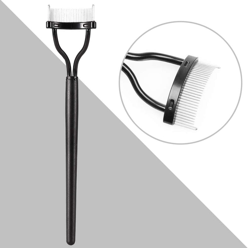 [Australia] - 2 PCS Eyelash Comb, Makeup Mascara Applicator Metal Teeth Eyelashes Separator Curler Arc Designed False Eyelash Grooming Brushes black 