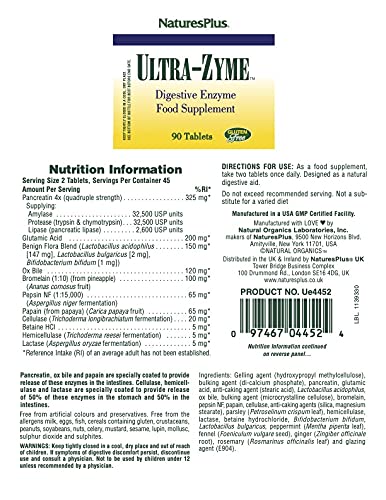 [Australia] - NaturesPlus Ultra-Zyme - 90 Tablets - Enzyme Supplement to Support Healthy Digestion - Gluten Free - 45 Servings 