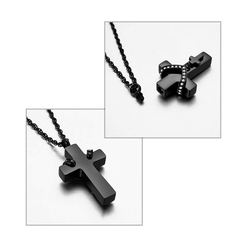 [Australia] - Dletay Cremation Jewelry for Ashes Memorial Ashes Keepsakes Necklace Urn Necklace with Filling Kit Black 