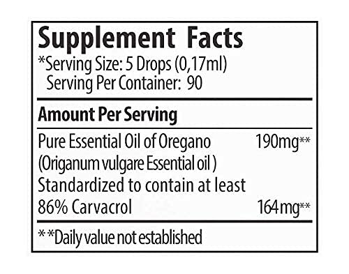 [Australia] - Zane Hellas 190 mg Oregano Oil-164 mg Carvacrol per Serving-4 Drops Daily. 100% Greek Undiluted Oil of Oregano. 86%-90% Min Carvacrol. Probably The Best Oregano Oil in The World. 0.5 fl. oz.- 15ml. 