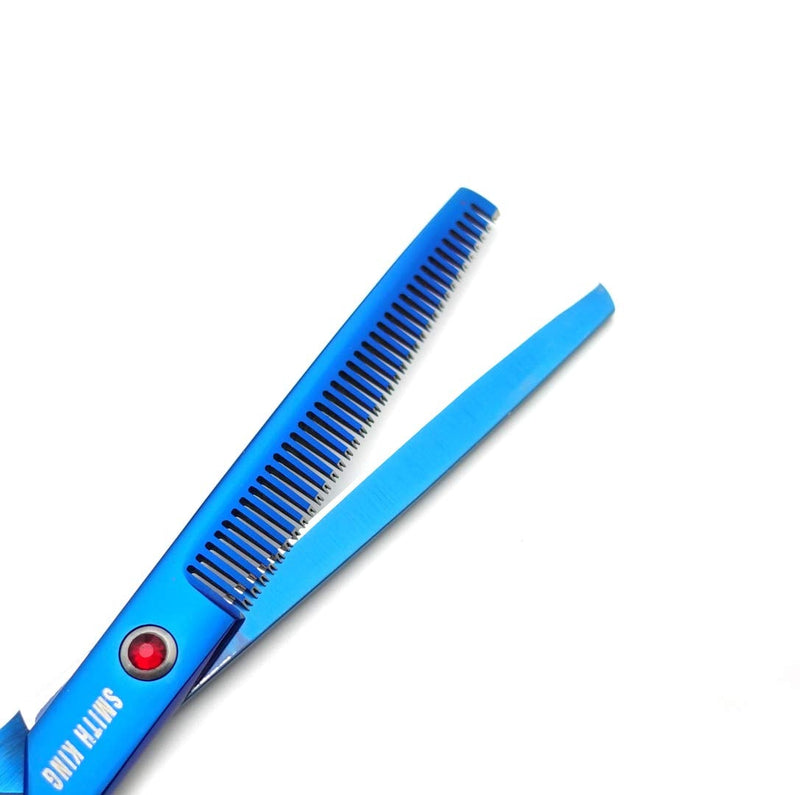 [Australia] - 7.0 inch hair scissors set Hair cutting scissors & thinning scissors with razor combs in 1 set (Blue) 